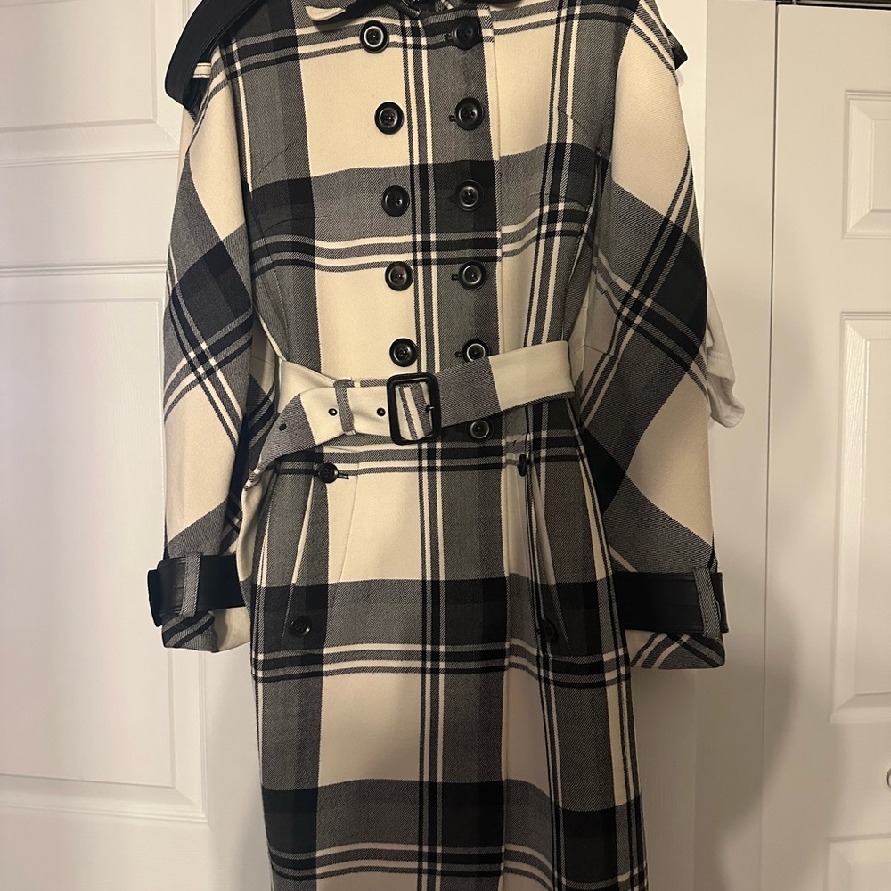 Plaid Double-Breasted Trench Coat